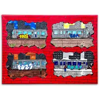 4 Seasons, Same Action. Mixed media on canvas. 55 x 76. 2023.
 &copy; FUZI