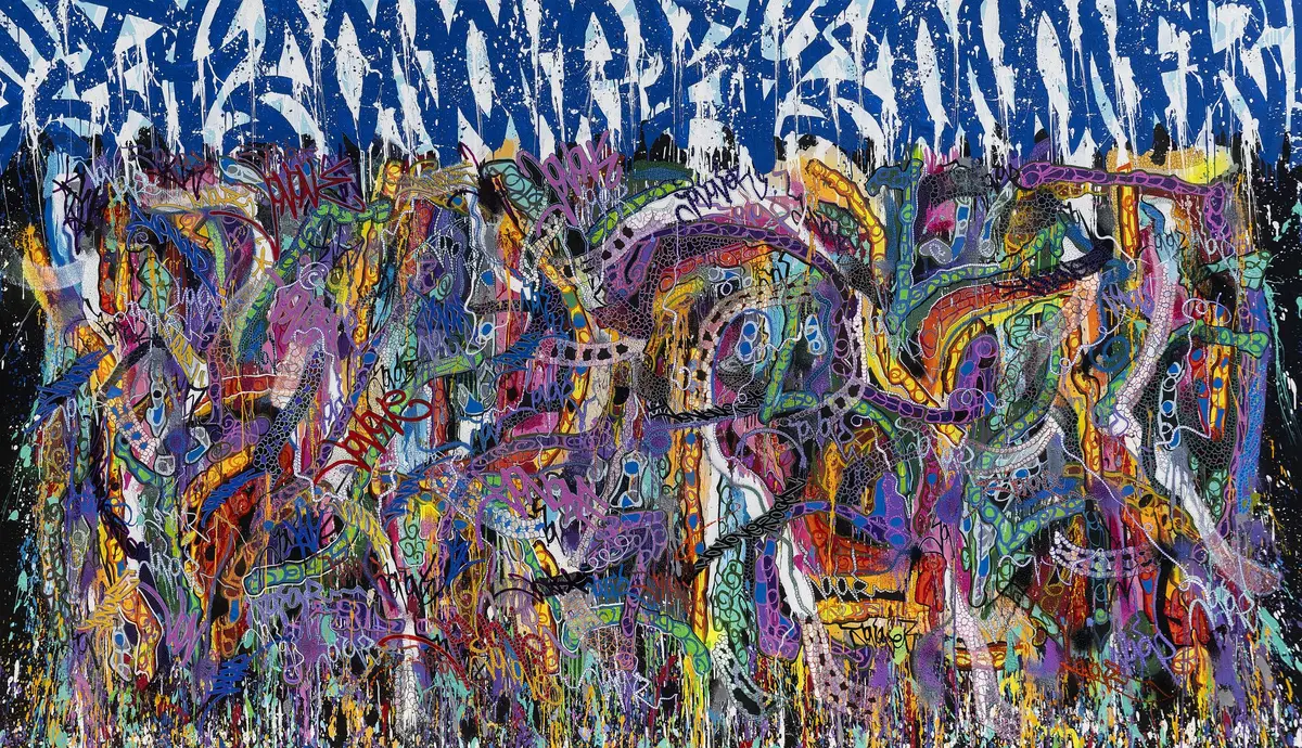 JONONE, Movements Chapter1. Mixed media on canvas. 2.63M x w5.51M. 2025