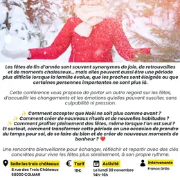 Conférence à Colmar – Noël autrement : bien vivre les fêtes quand la vie change
