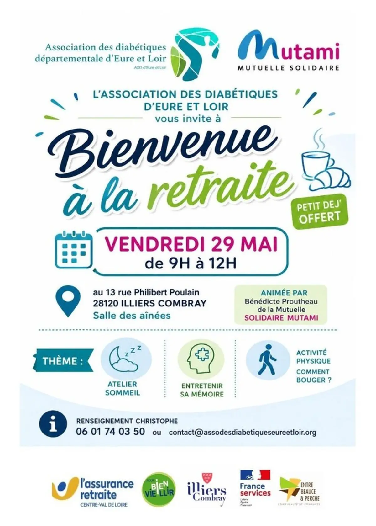 Bienvenue à la retraite. Ateliers : sommeil - entretenir sa mémoire - activités physique