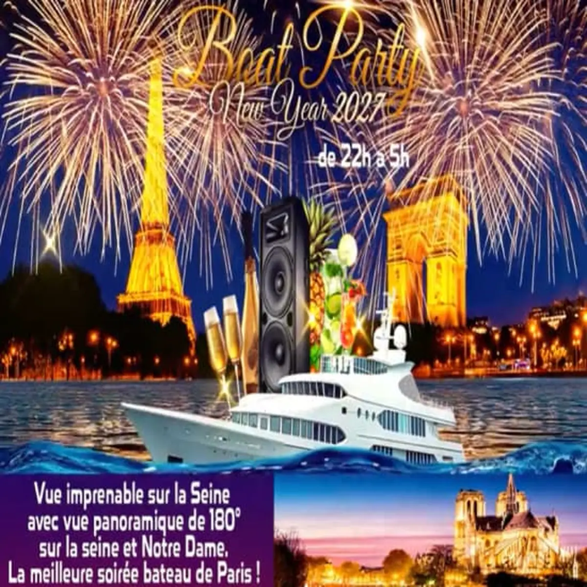 Boat Party New Year 2027 Nouvel An Face Notre Dame Sur Seine