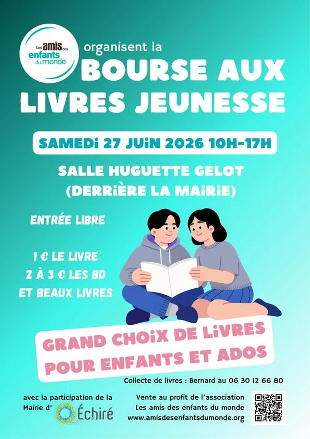 Bourse aux livres par l'association : Les Amis des enfants du monde à Echiré