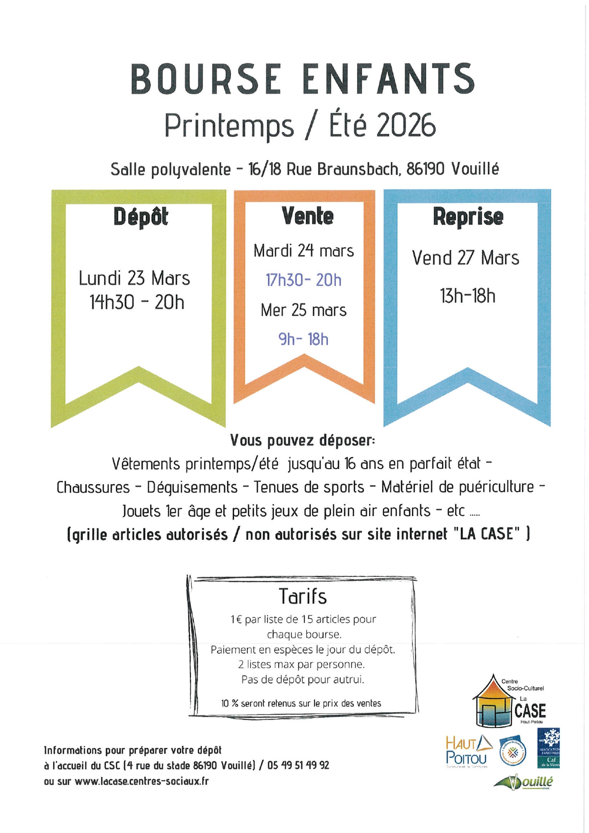 Bourse enfants printemps / été 2026