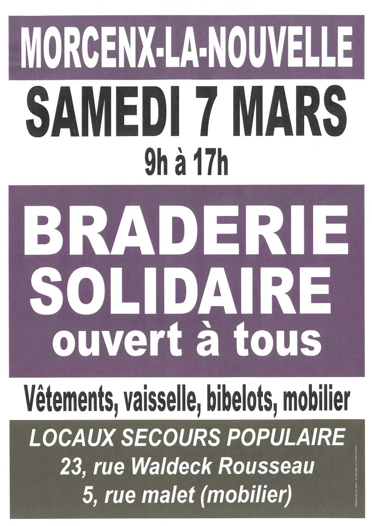 Braderie Solidaire du Secours Populaire