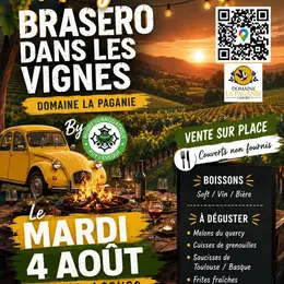Brasero dans les vignes au domaine La Paganie