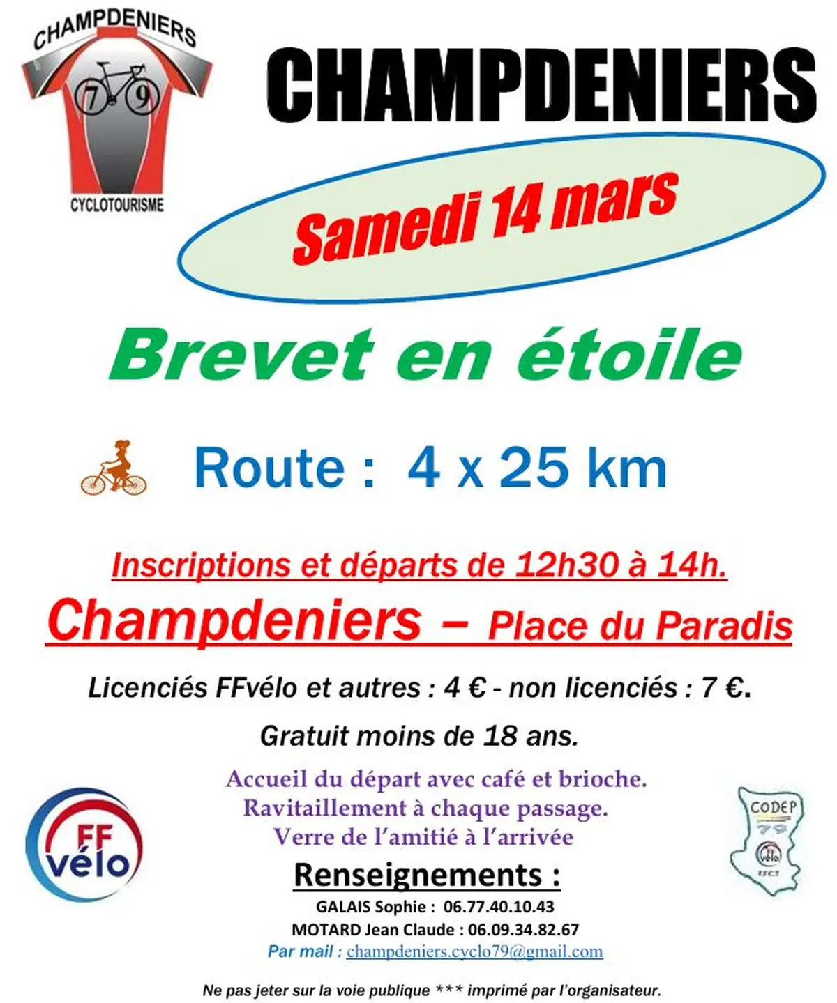 Brevet en étoile avec Champdeniers cyclotourisme