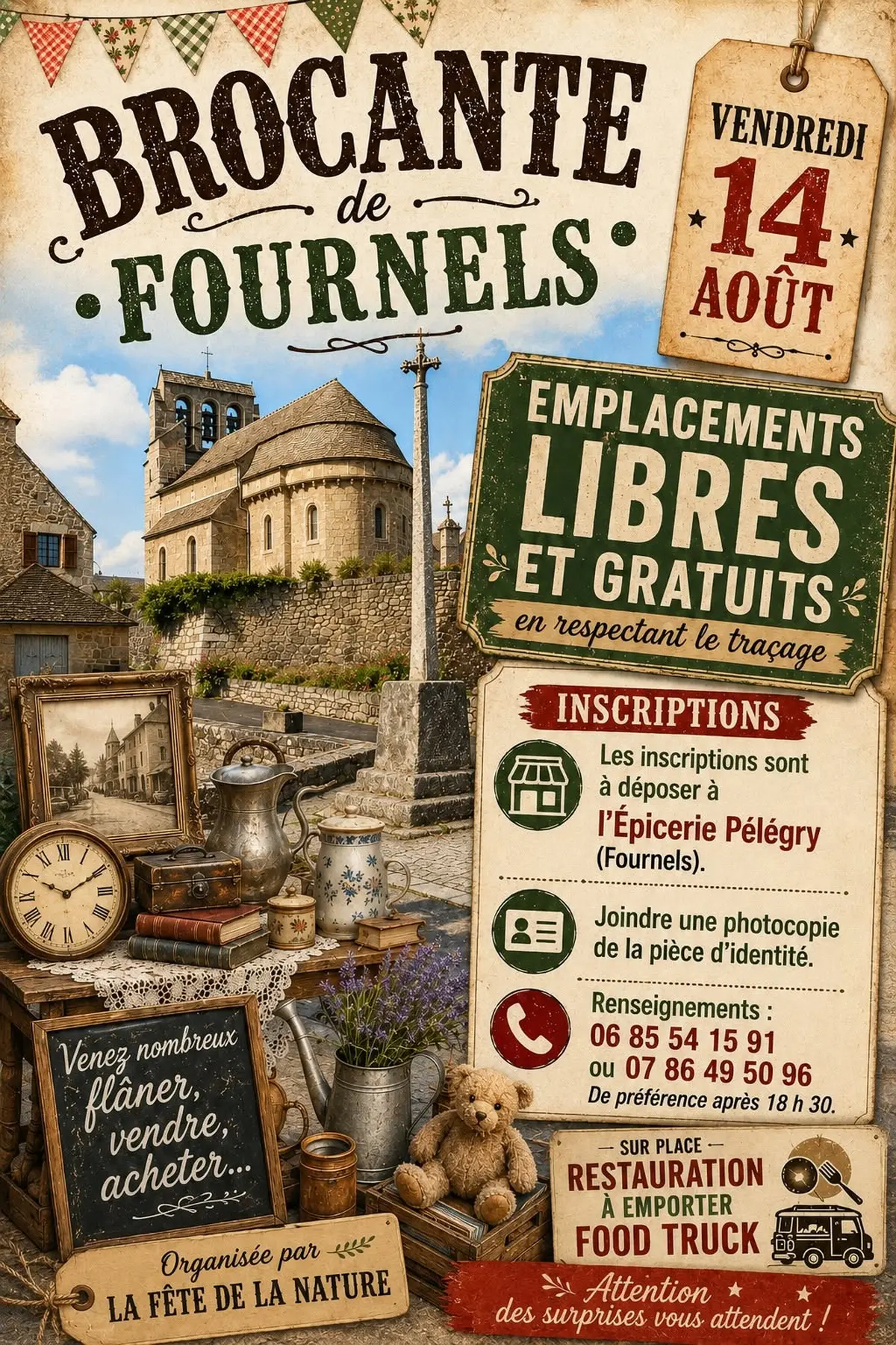 Brocante à Fournels