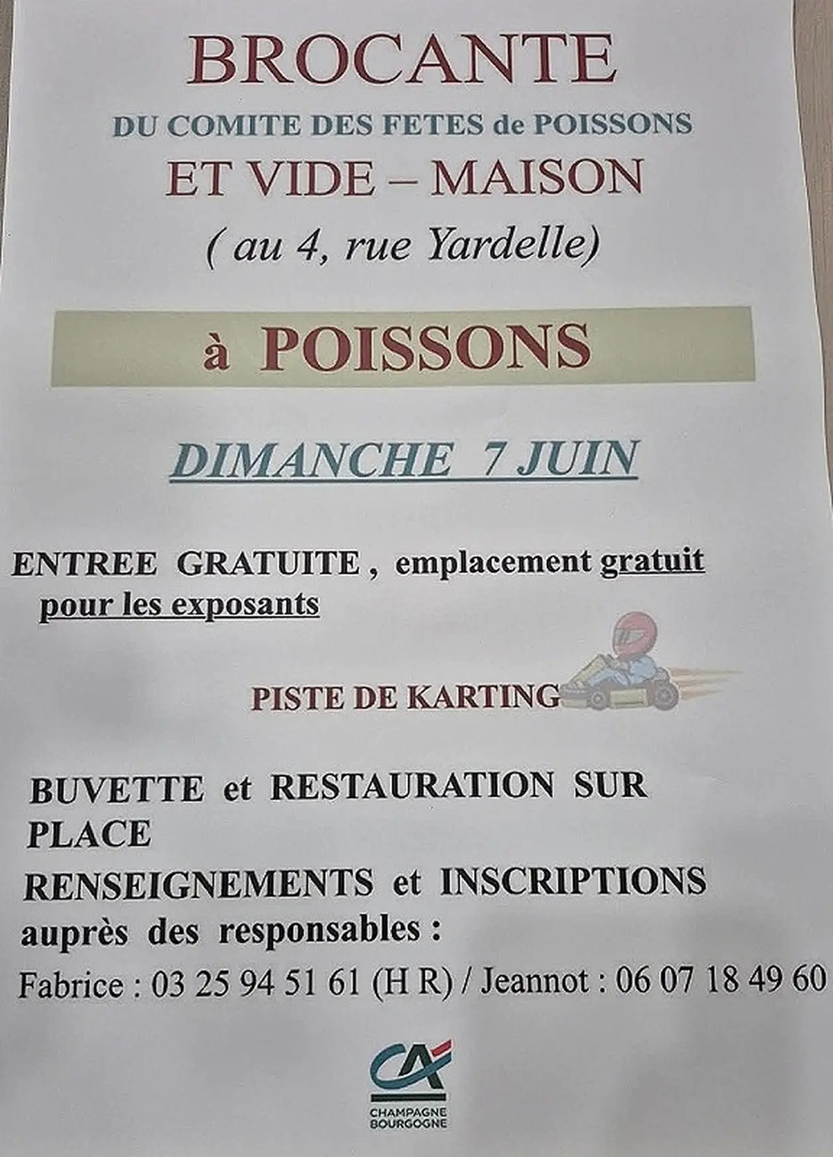 Brocante du comité des fêtes de Poissons et Vide-maison