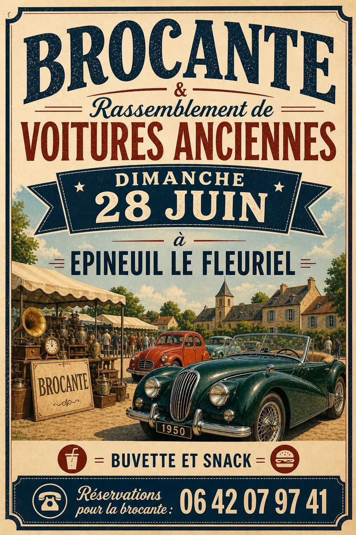 Brocante et rassemblement de voitures anciennes