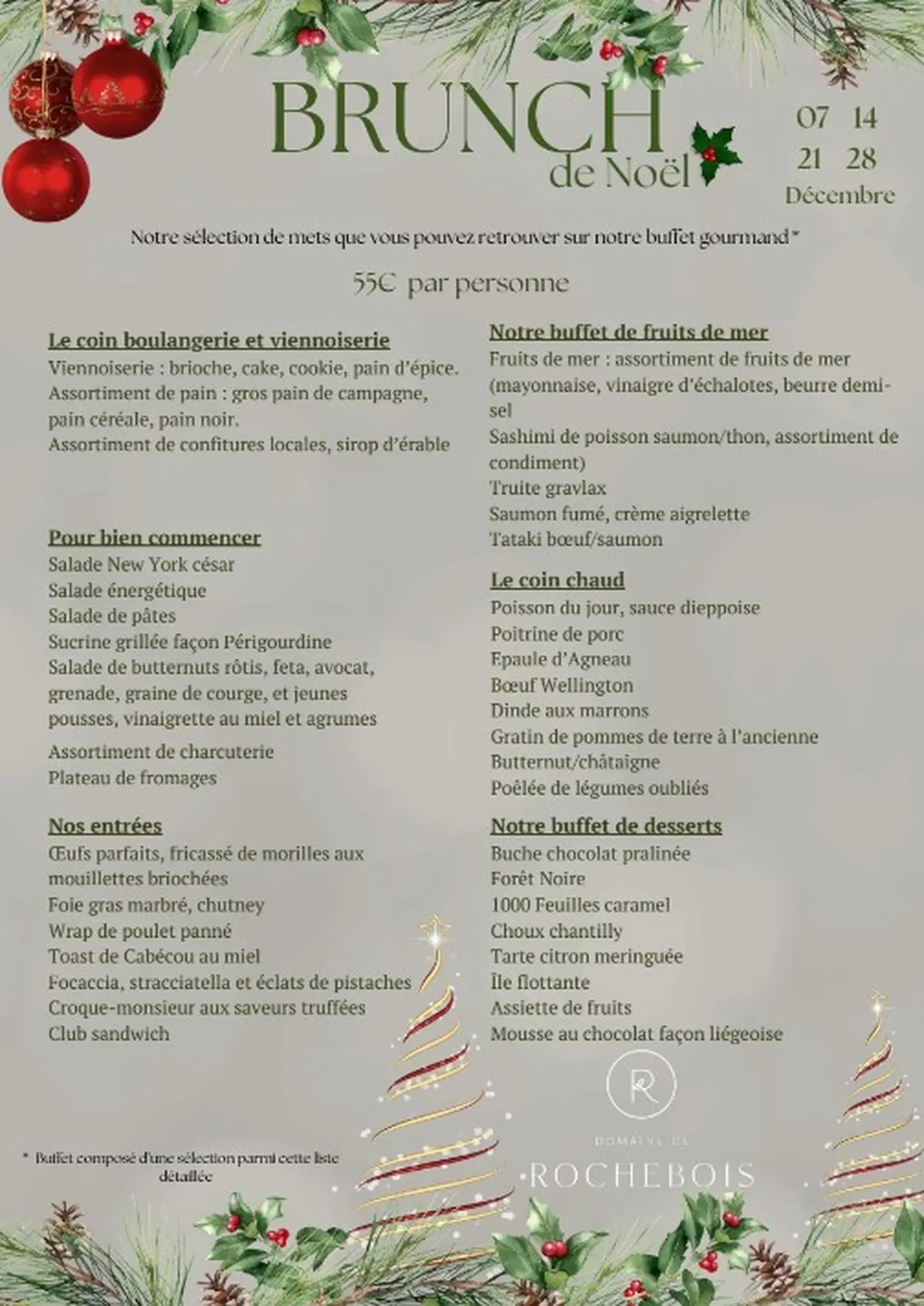 Brunch de Noel au Domaine de Rochebois