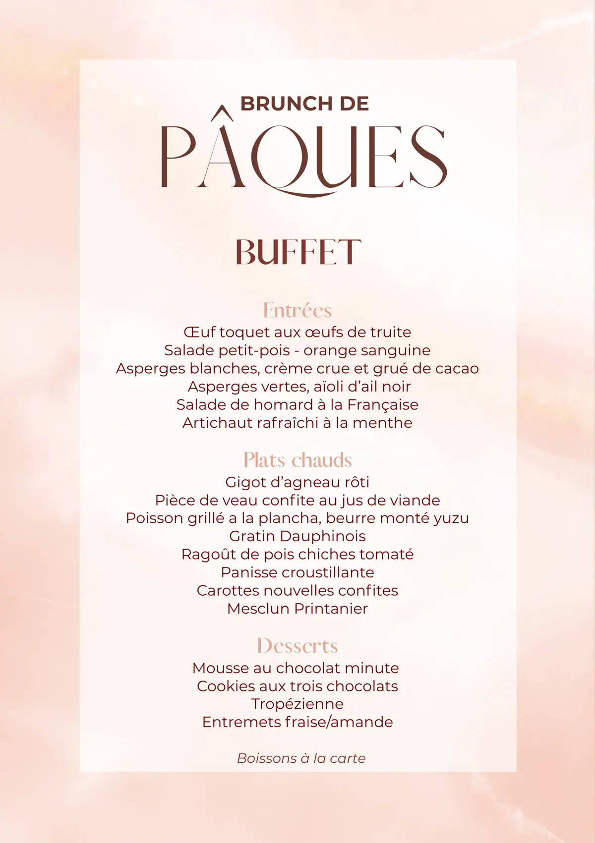 Brunch de Pâques au restaurant Le K