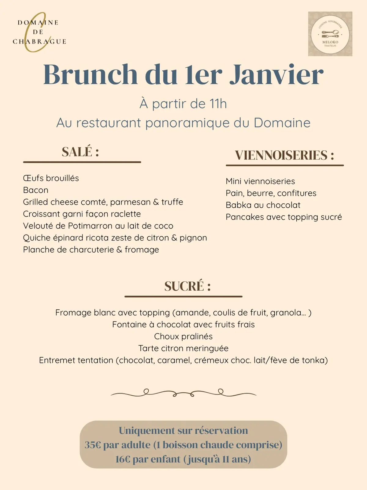 Brunch du jour de l'an au Domaine de chabrague