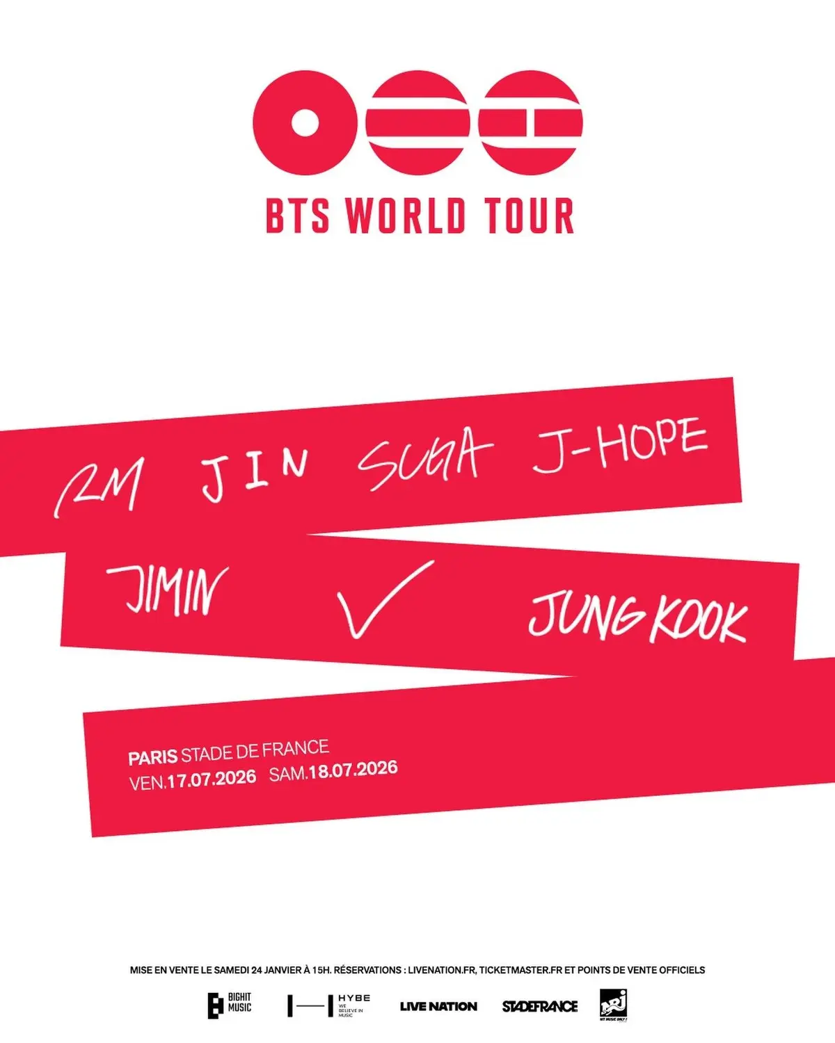 BTS au Stade de France en 2026