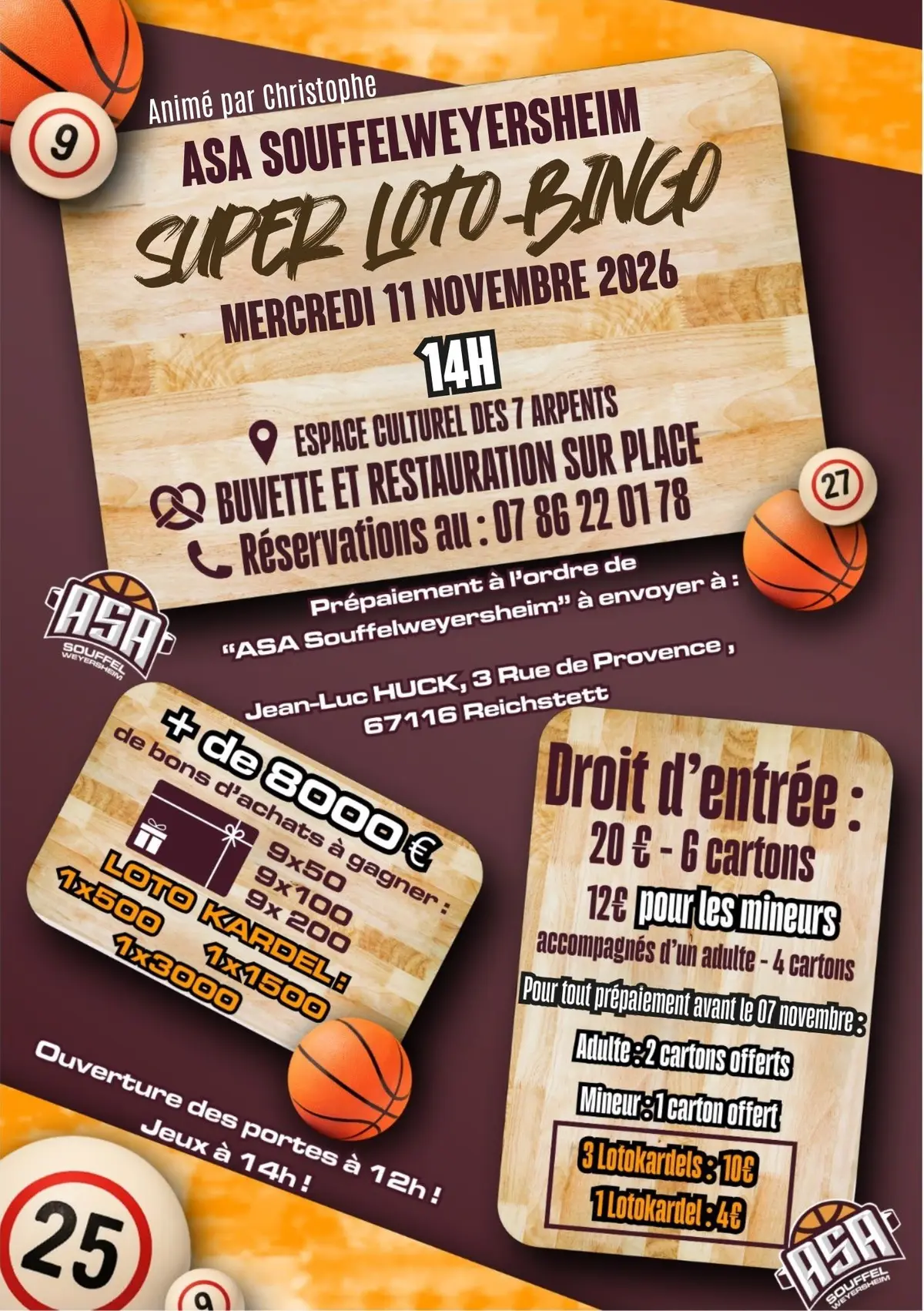Super Loto Bingo de l ASA Basket Souffelweyersheim 