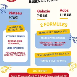 Stages jeunes Tennis & Multisports – Vacances d’octobre
