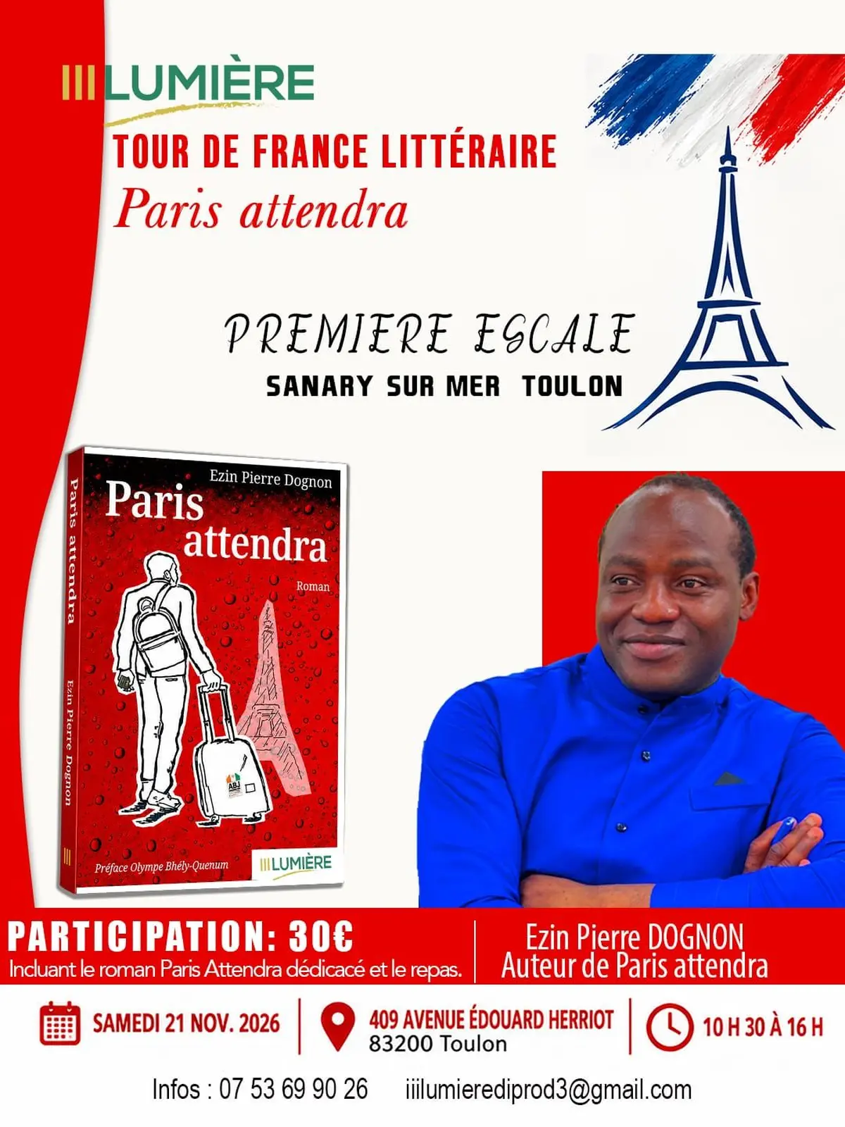 Tour de France Littéraire - Dr Ezin Pierre DOGNON à Toulon/Sanary-sur-Mer 