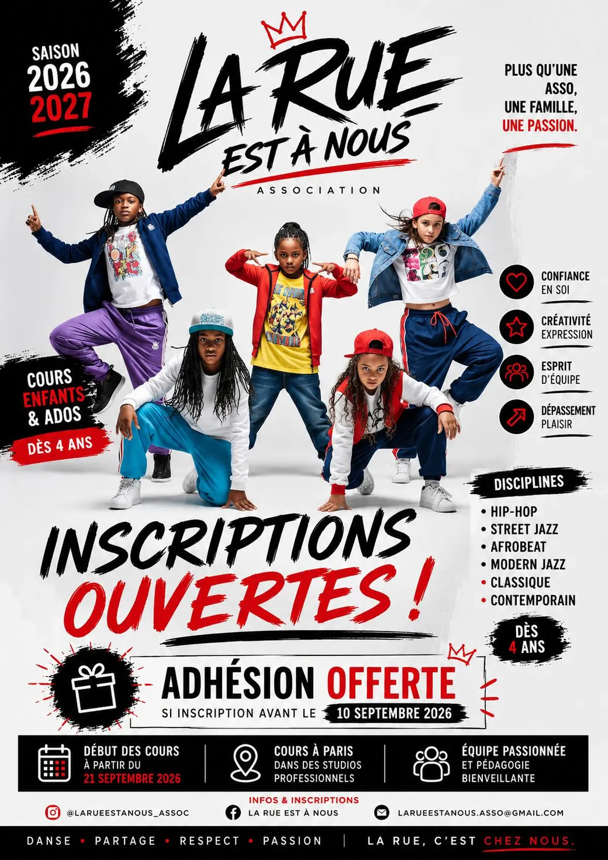 Inscriptions cours de danse - Saison 2026/2027