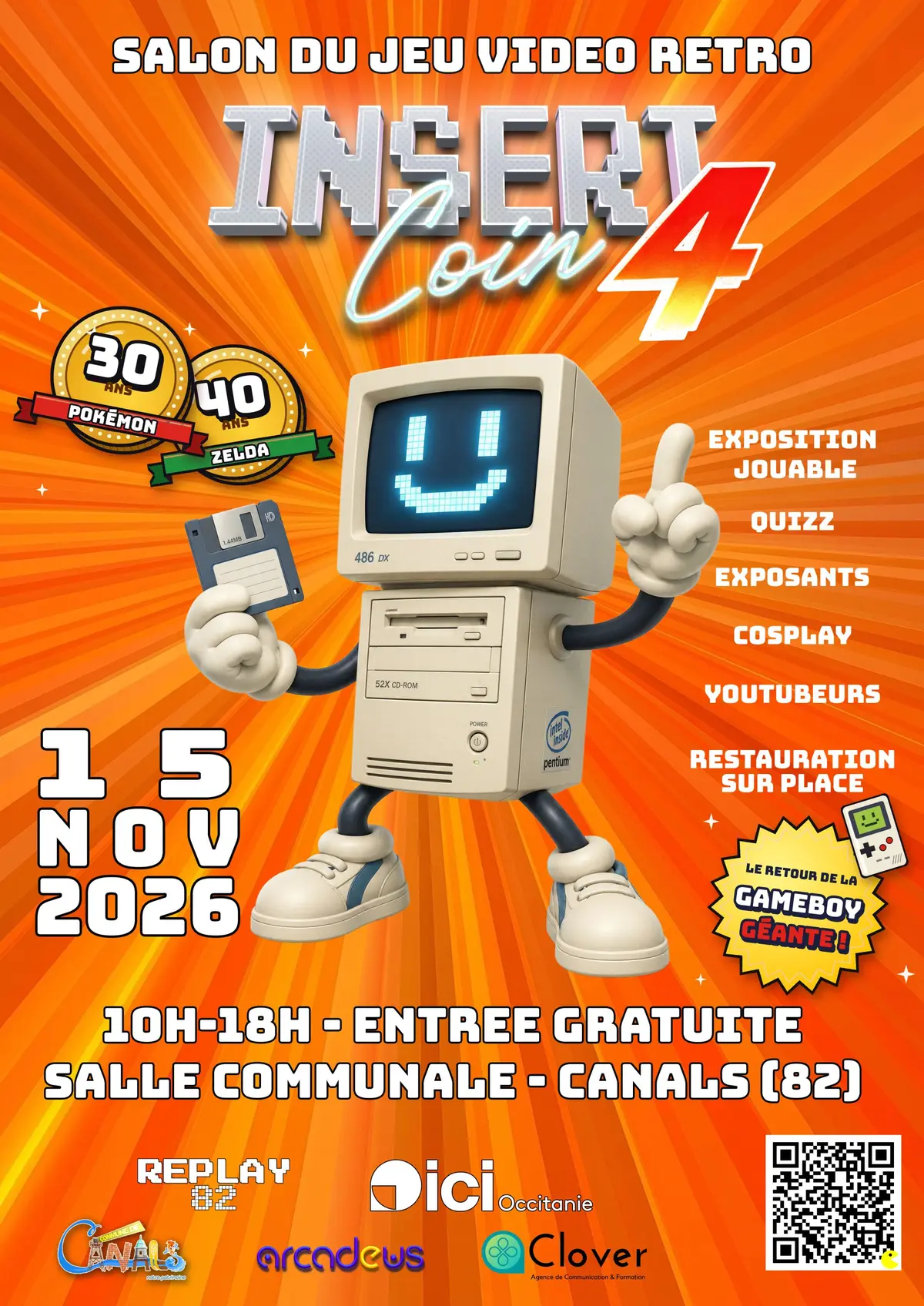 INSERT COIN 4 Salon du jeu vidéo rétro le 15/11/26 à Canals 82 par Replay 82 