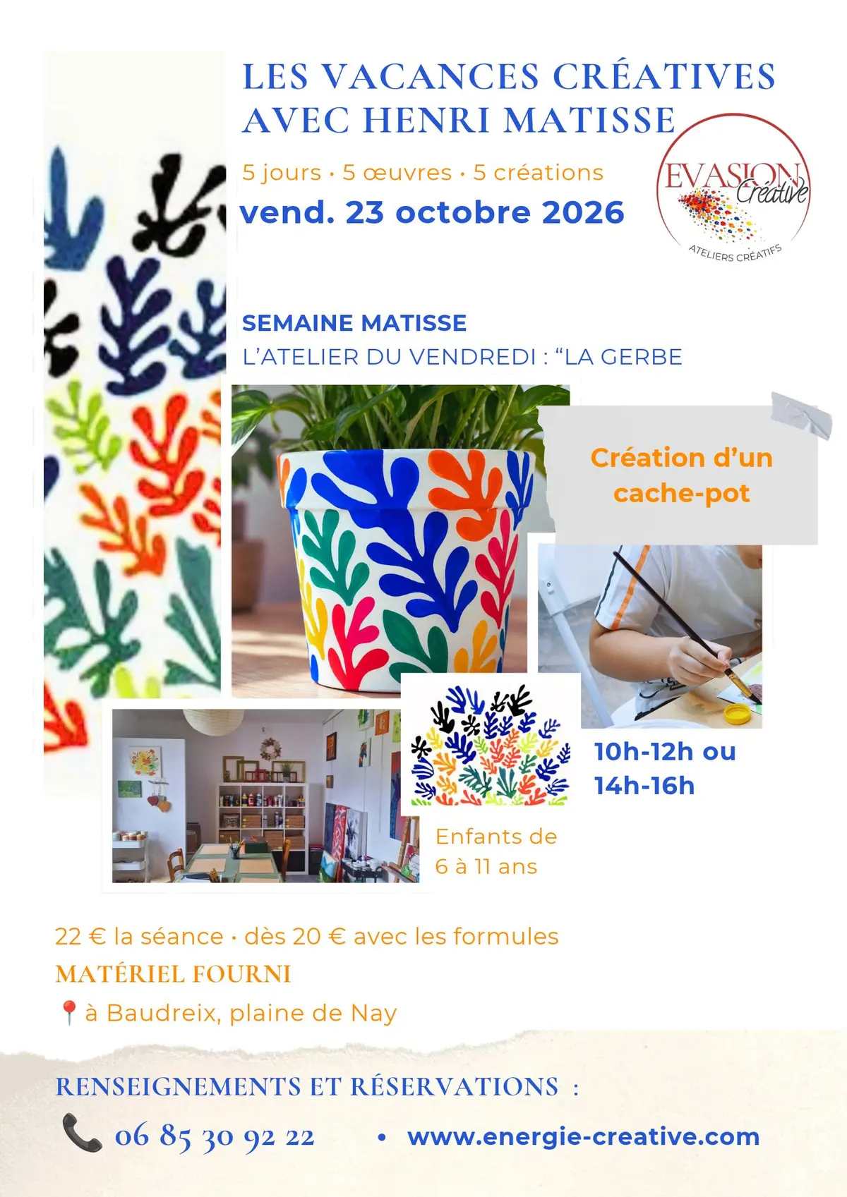 Atelier créatif enfants - A la manière de Matisse - Décoration d'un cache pot