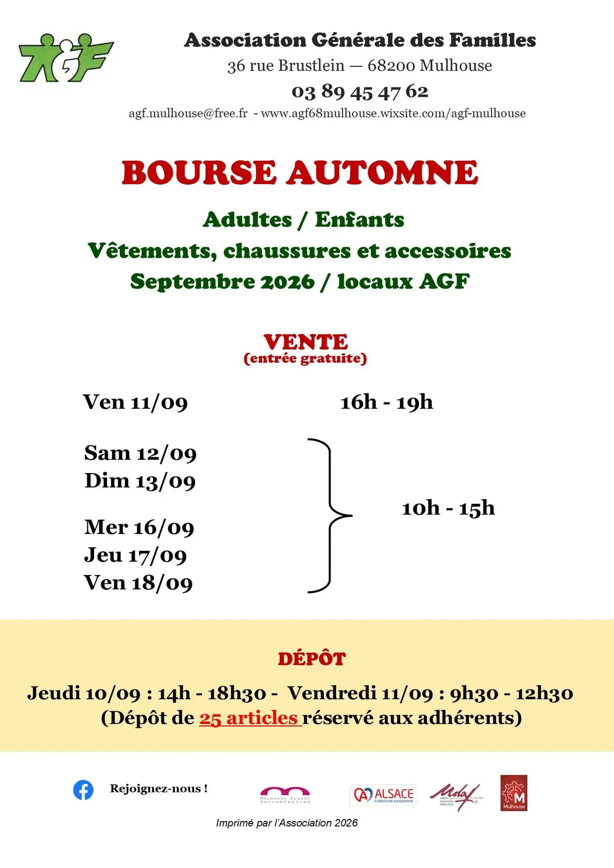 Bourse aux vêtements automne adultes enfants