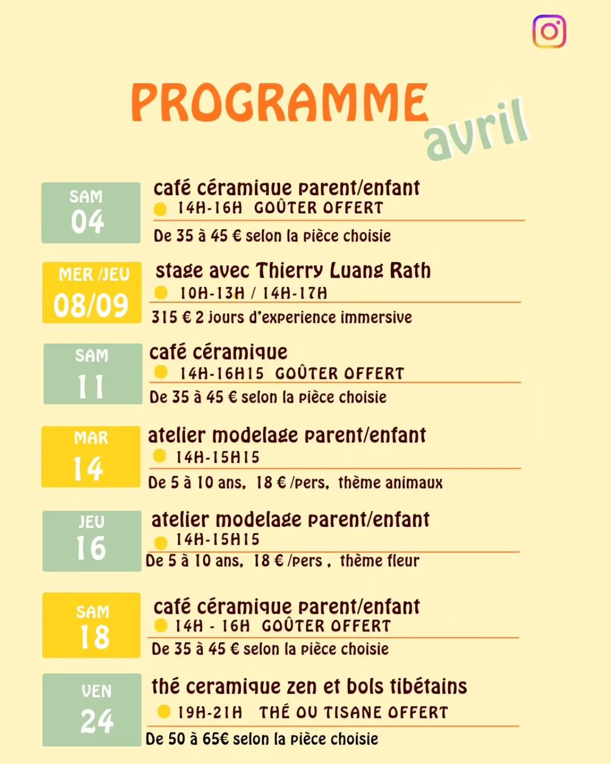 Café céramique parent/enfant à l'Atelier Terre Calme