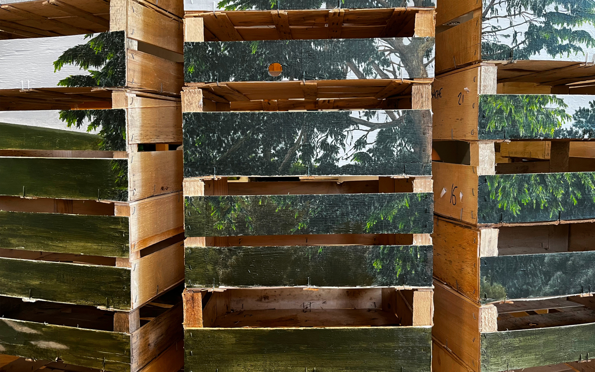 Cagettes - détail installation de Mathieu Arfouillaud