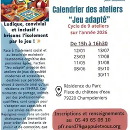 Calendrier des ateliers Jeu adapté