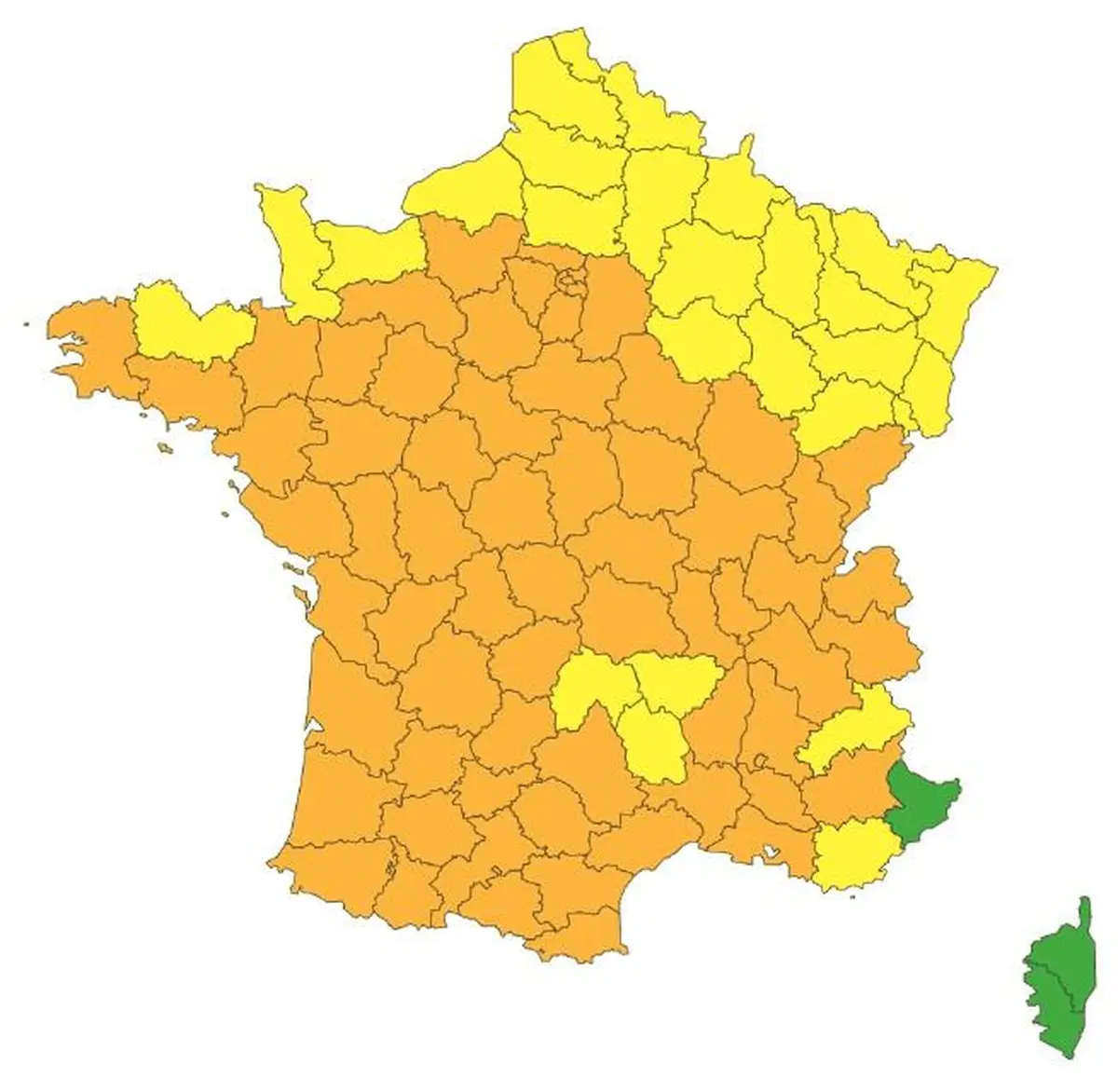 67 départements en vigilance orange