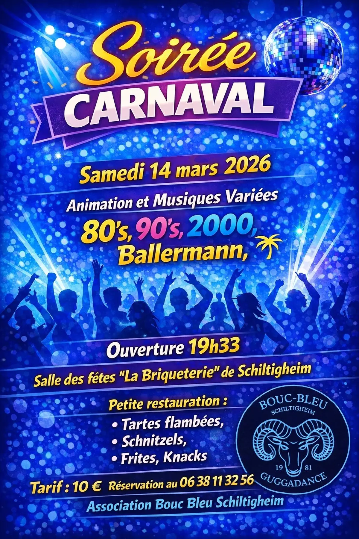 La soirée Carnaval du Bouc Bleu, affiche 2026