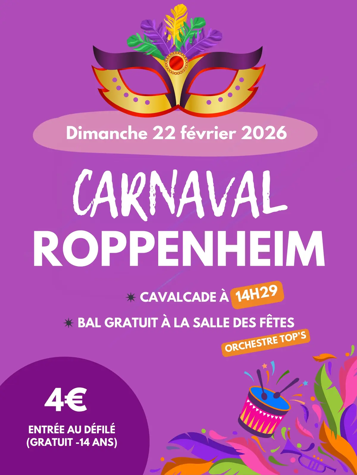 L'affiche 2026 du Carnaval de Roppenheim