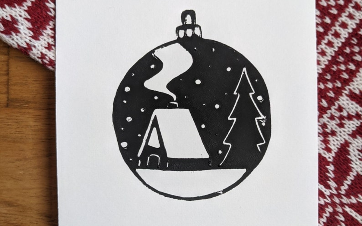 carte de vœux Linogravure