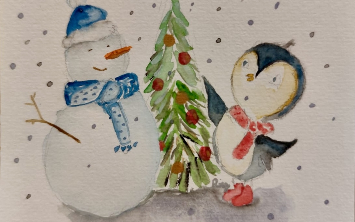 carte de vœux aquarelle