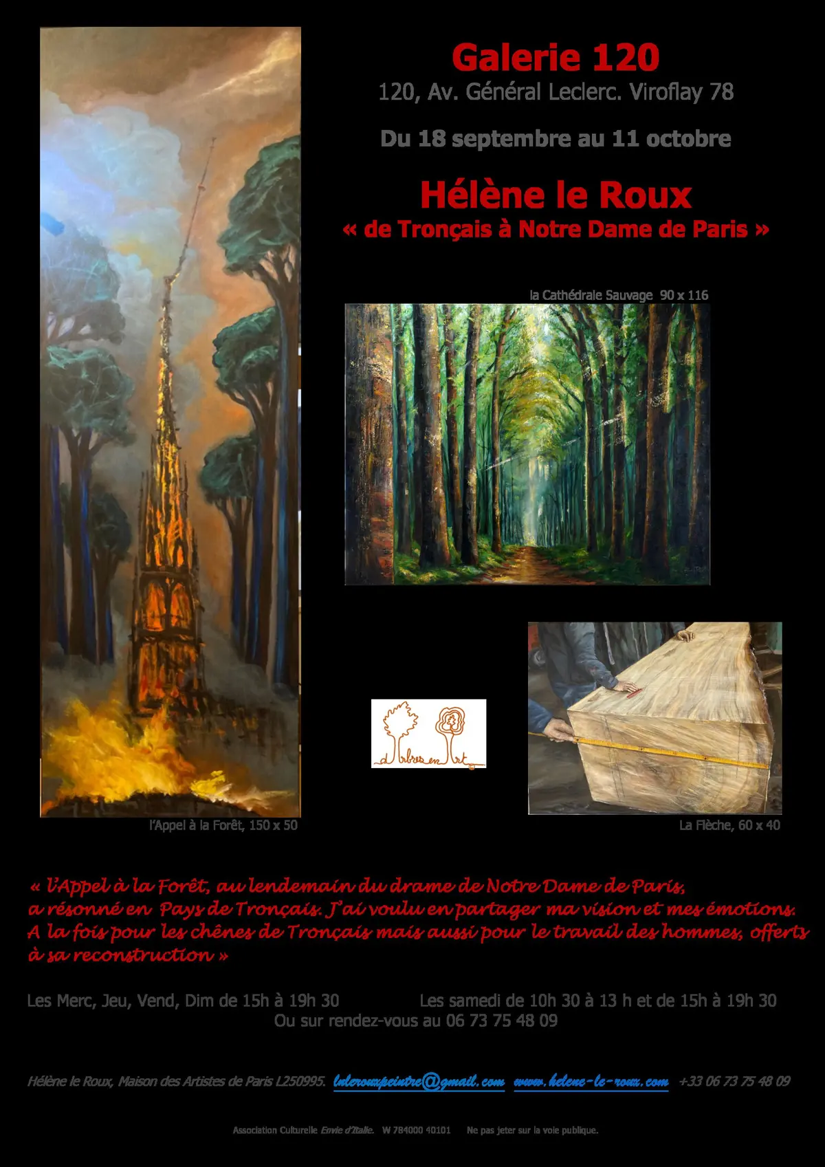 de Tronçais à Notre Dame de Paris Exposition Hélène le Roux, Artiste Peintre