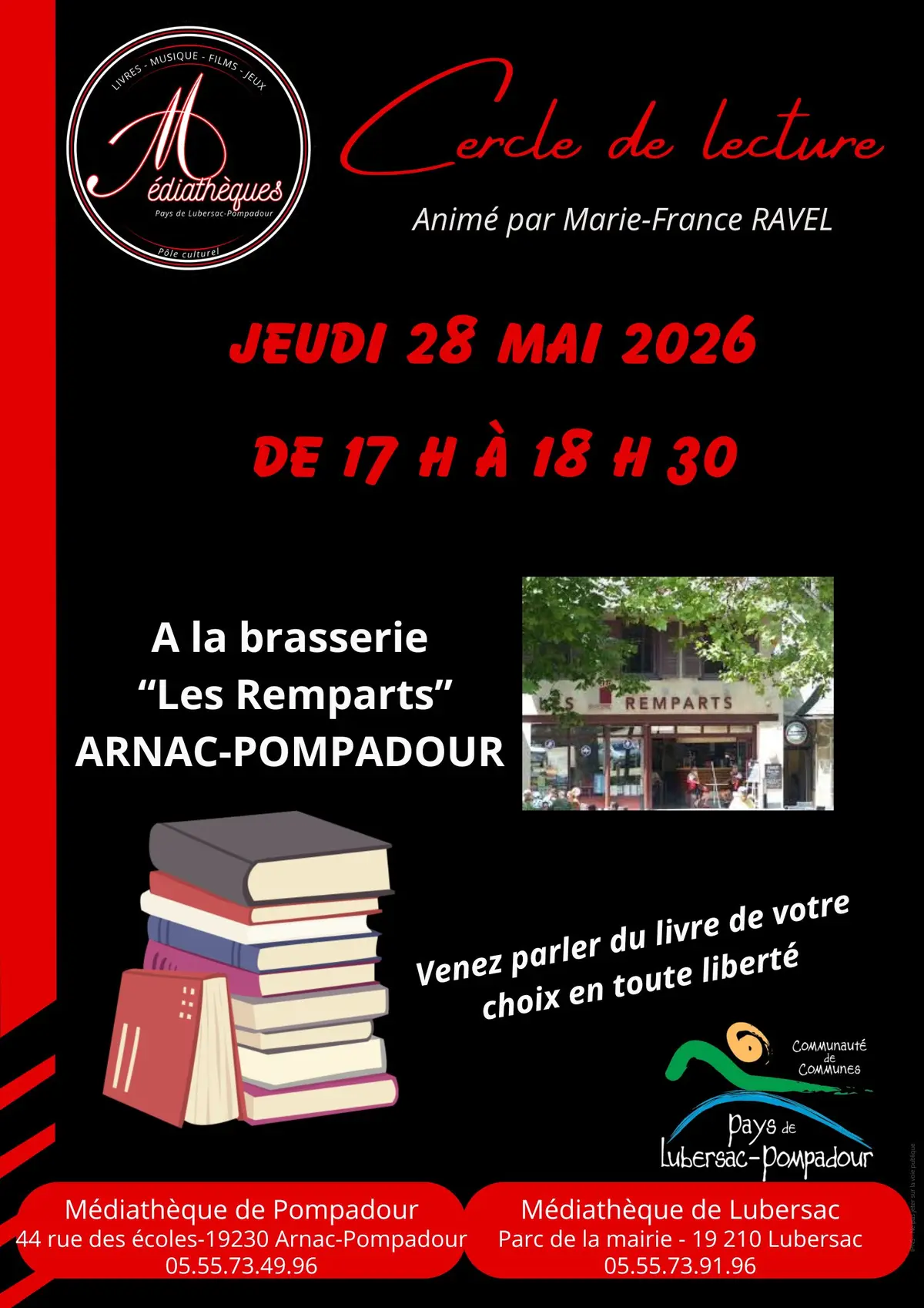 Cercle de lecture à la brasserie Les Remparts