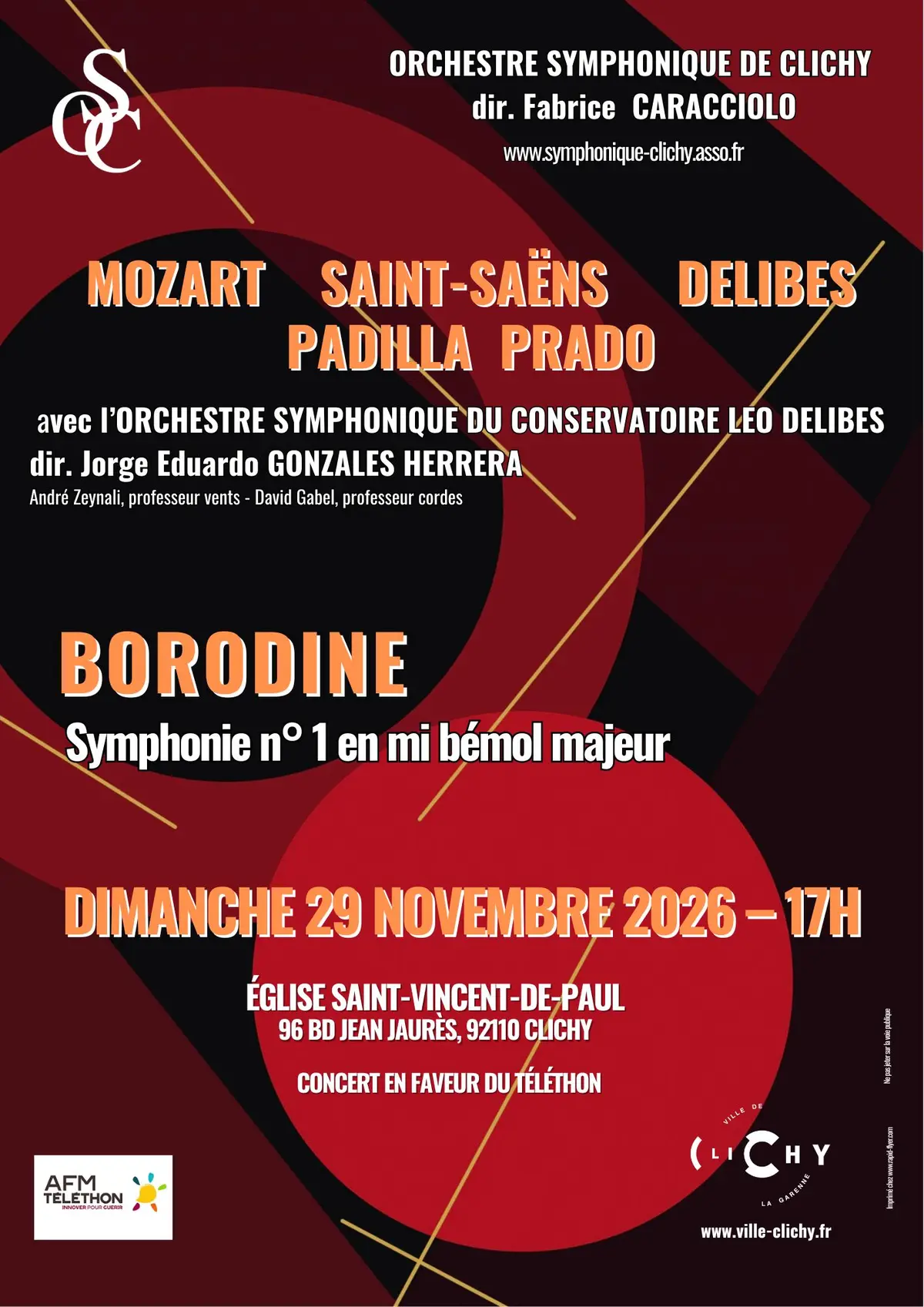 Concert Borodine, Mozart, Saint-Saens, Delibes en faveur du Téléthon