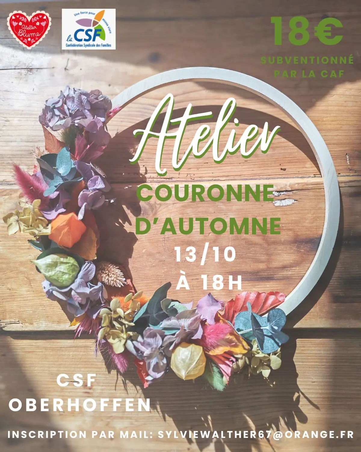 Atelier couronne d'automne