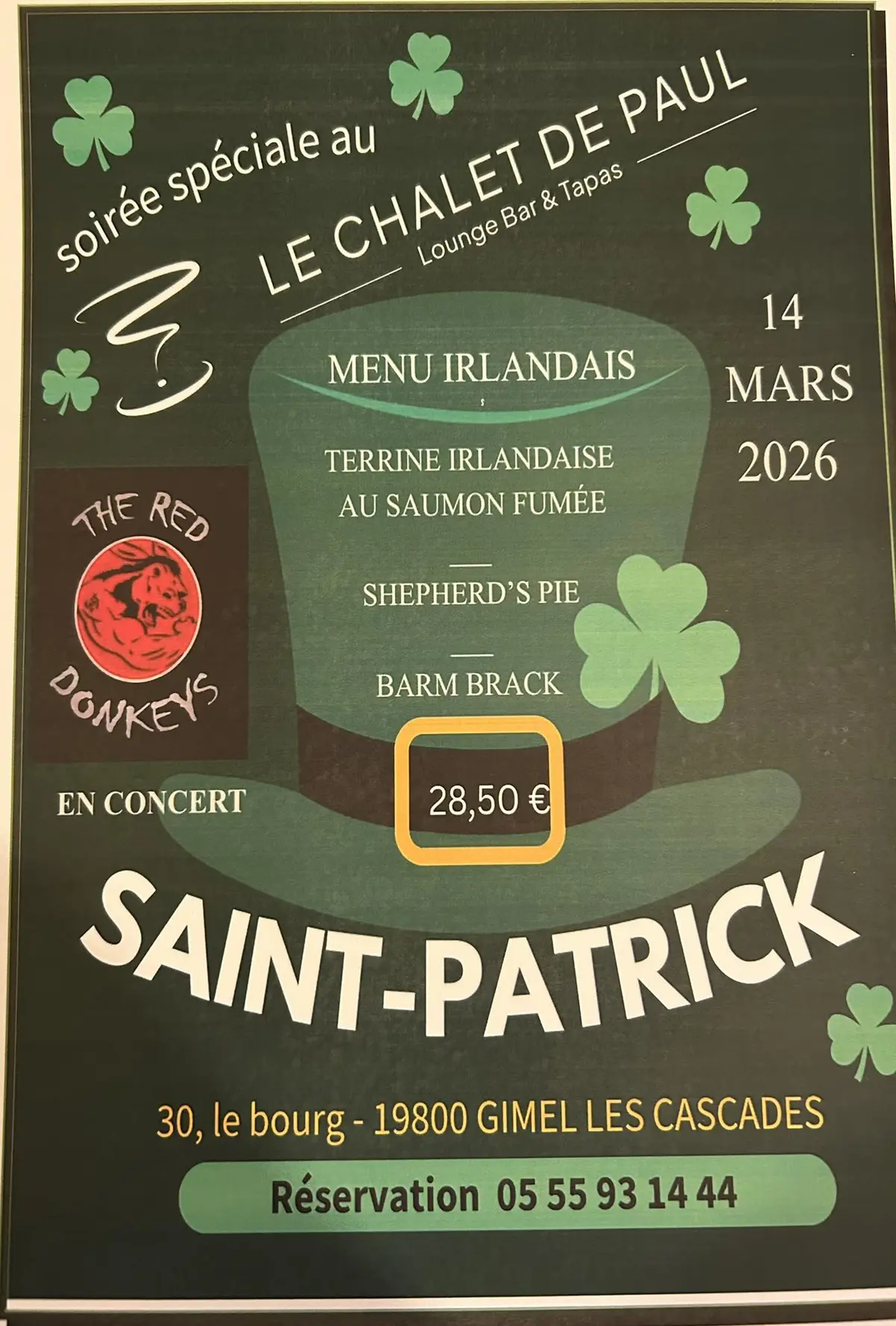 Chalet de Paul : Soirée spéciale Saint Patrick
