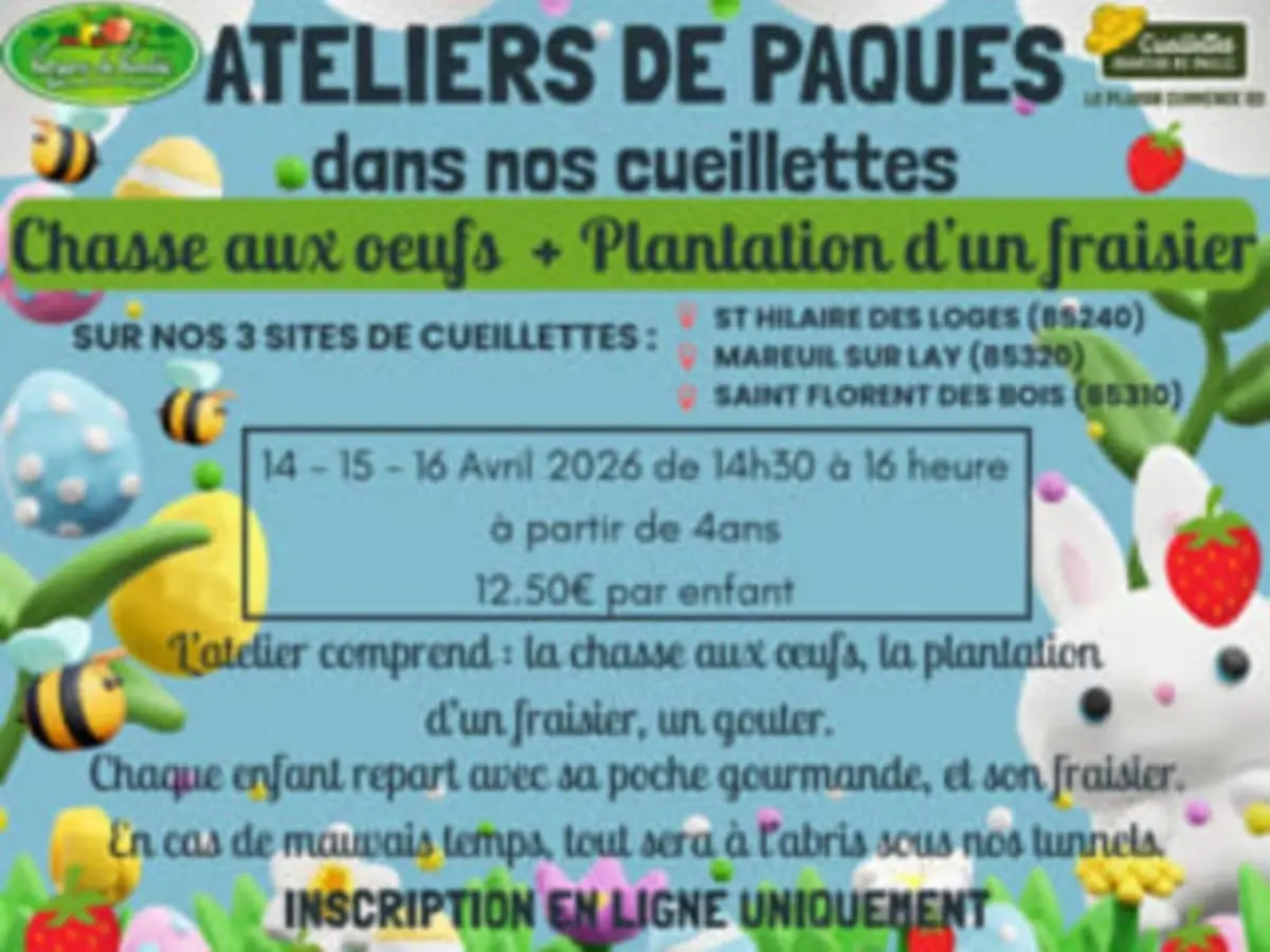 Chasse aux œufs de Pâques à cueillette de Saint-Florent-des-Bois