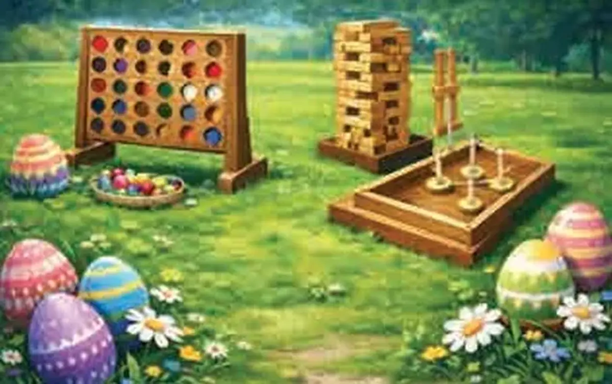 Chasse aux œufs et jeux en bois géant