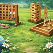 Chasse aux œufs et jeux en bois géant