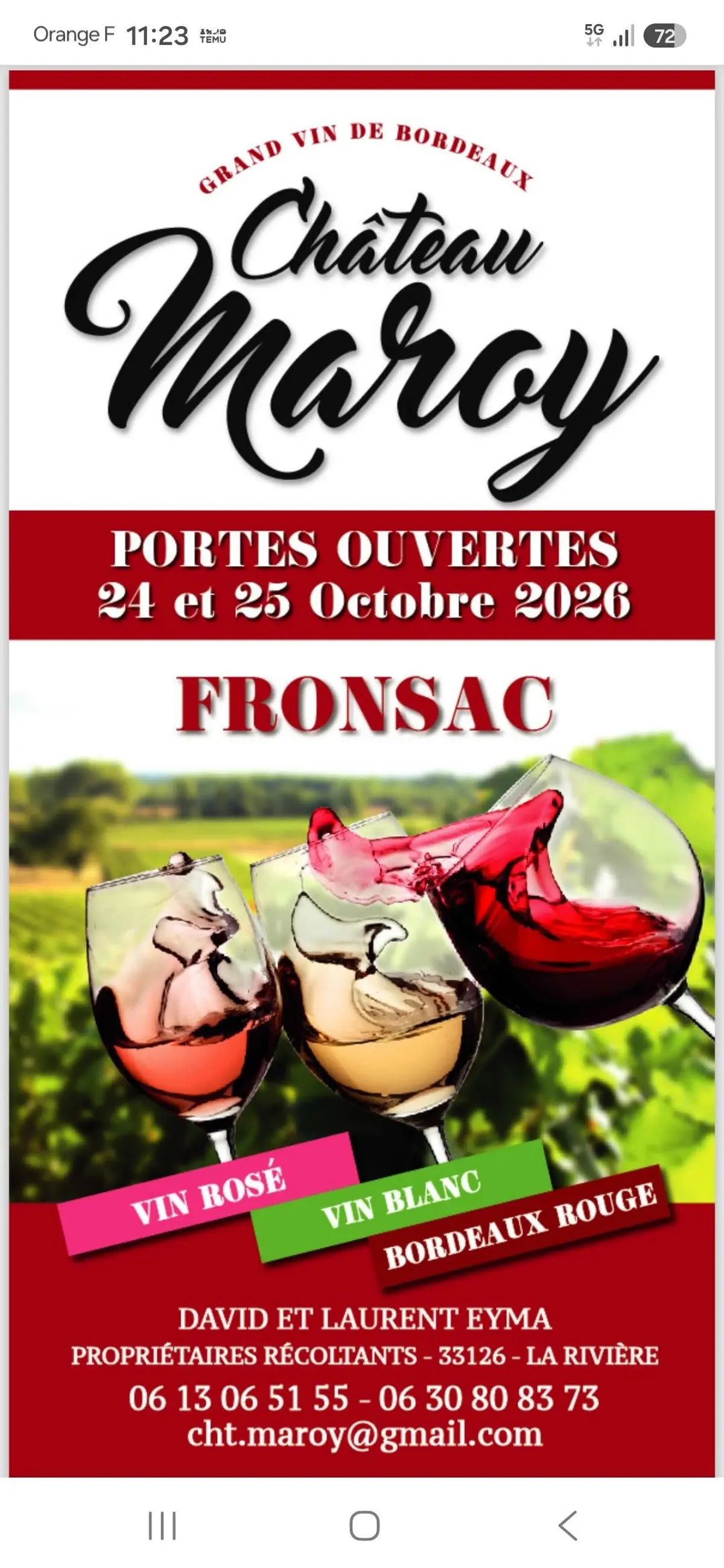 Château Maroy - Portes ouvertes Fronsac & Canon Fronsac