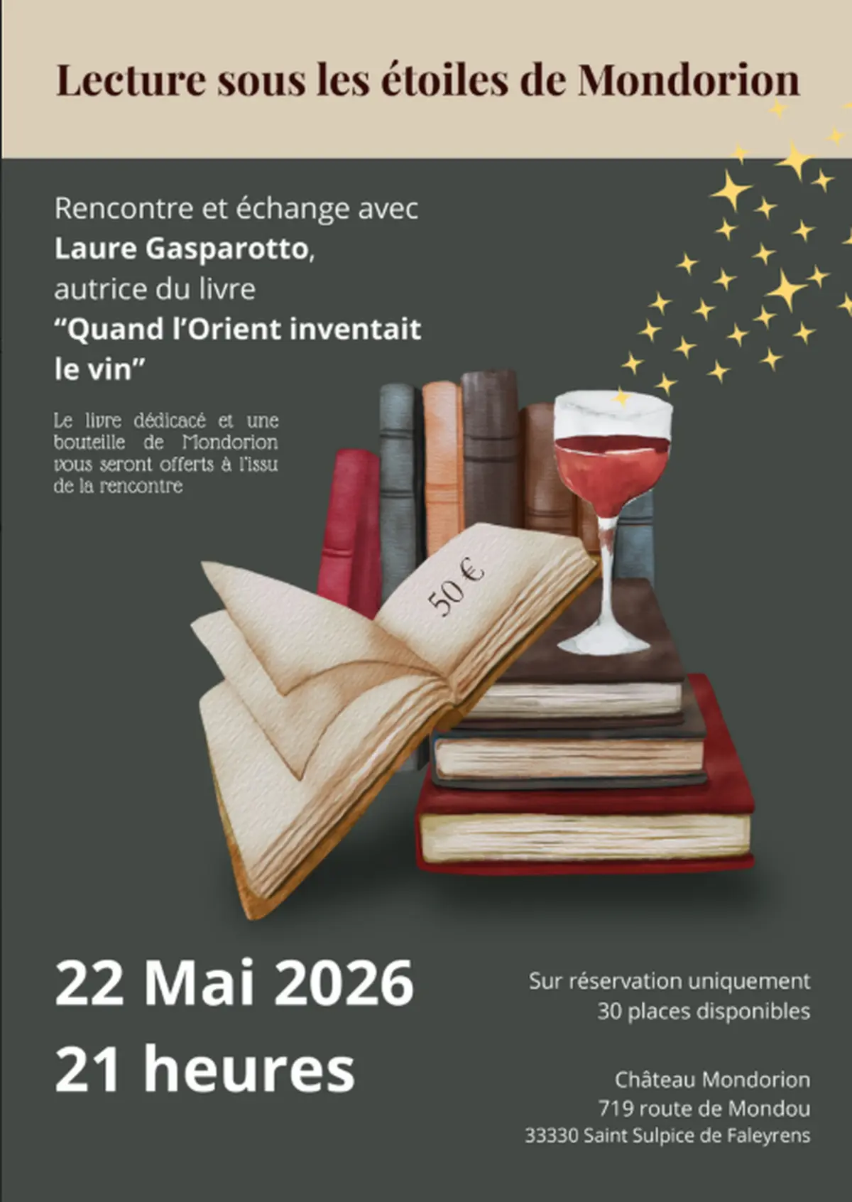 Château Mondorion : Lecture sous les étoiles