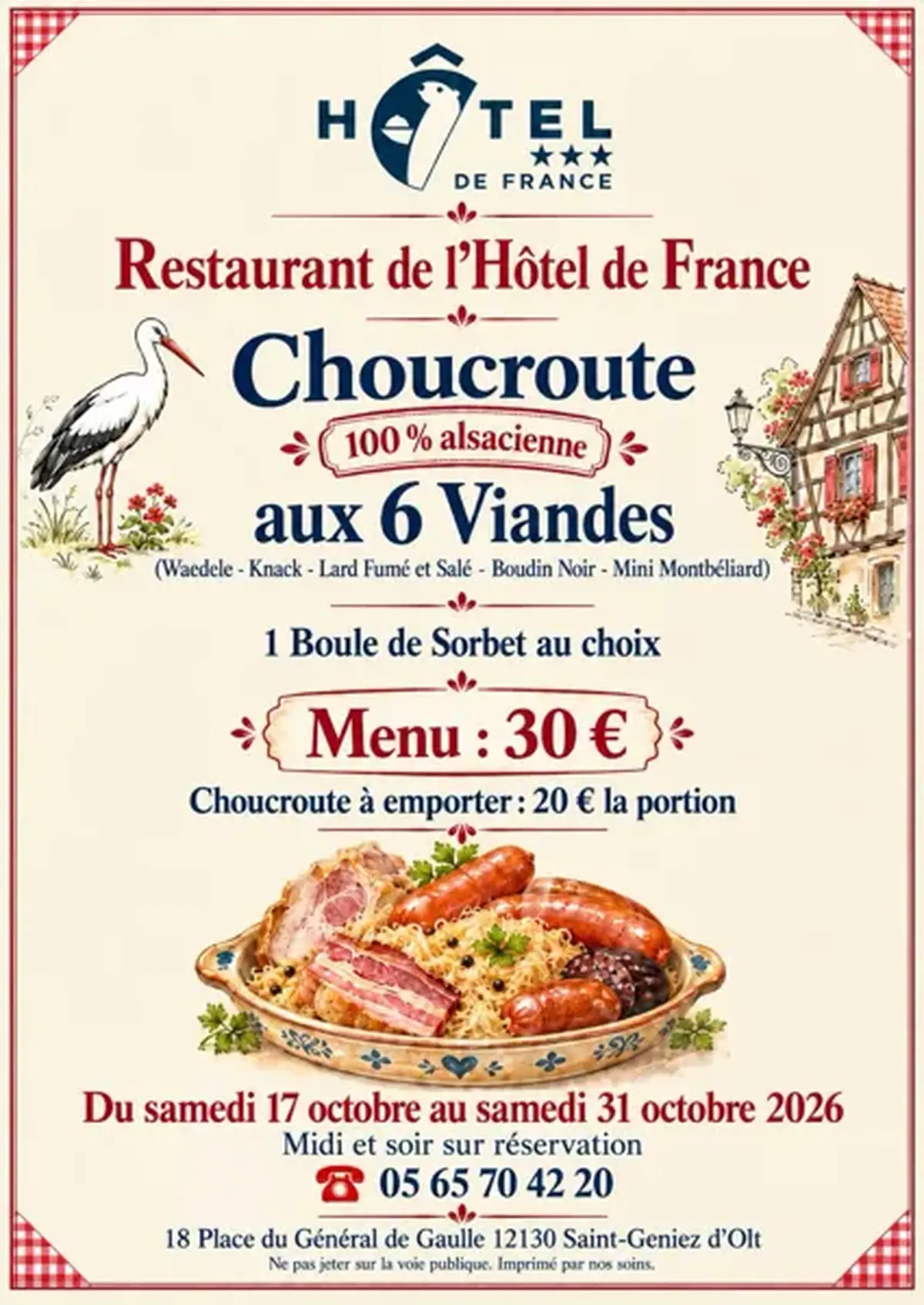 Choucroute au restaurant de l'hôtel de France