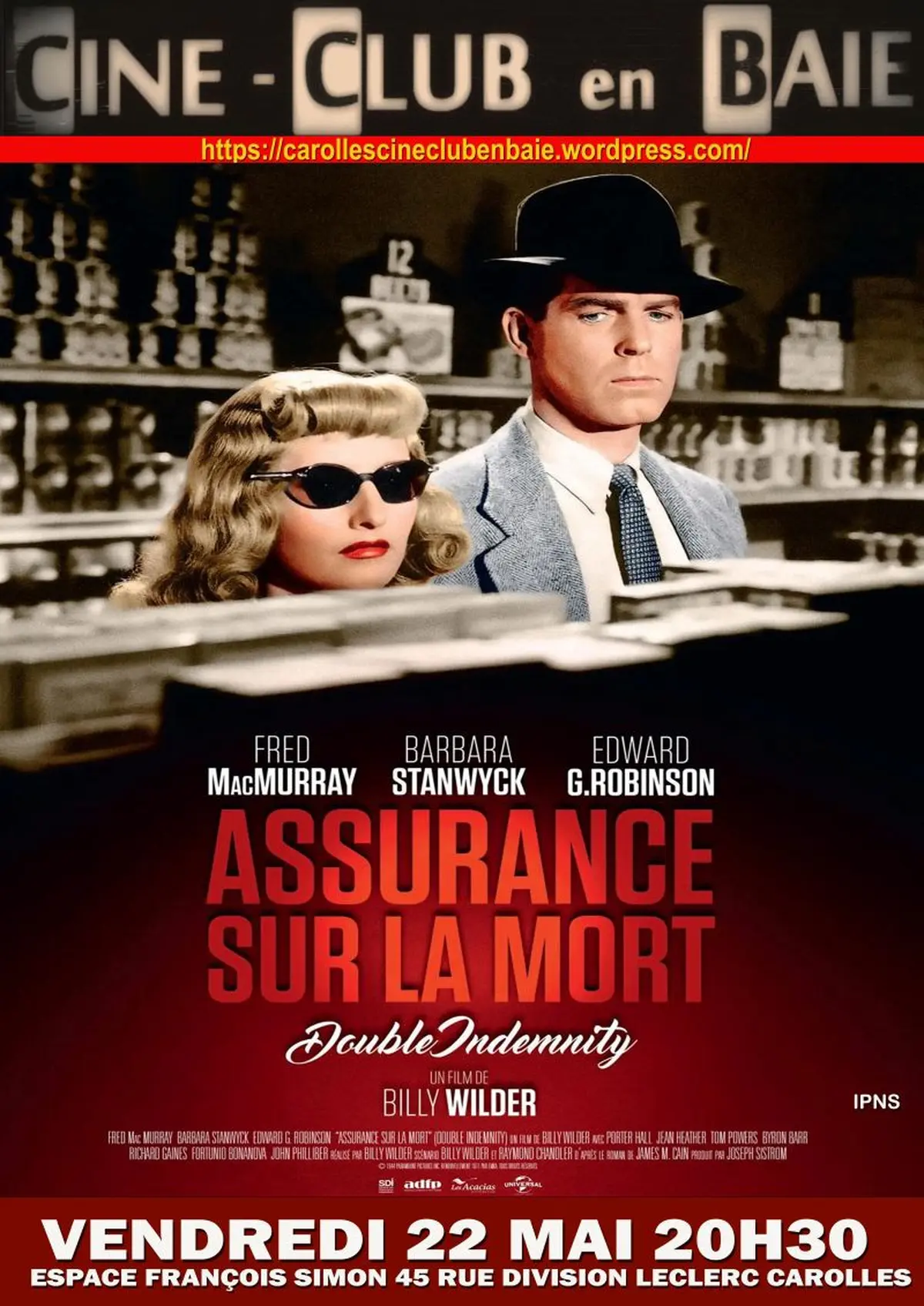 Ciné-club en baie diffuse Assurance sur la mort Film de Billy Wilder