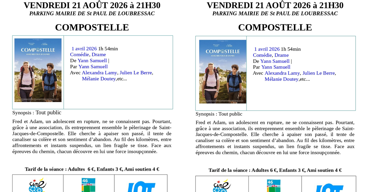 Ciné-Lot en plein air : "Compostelle"