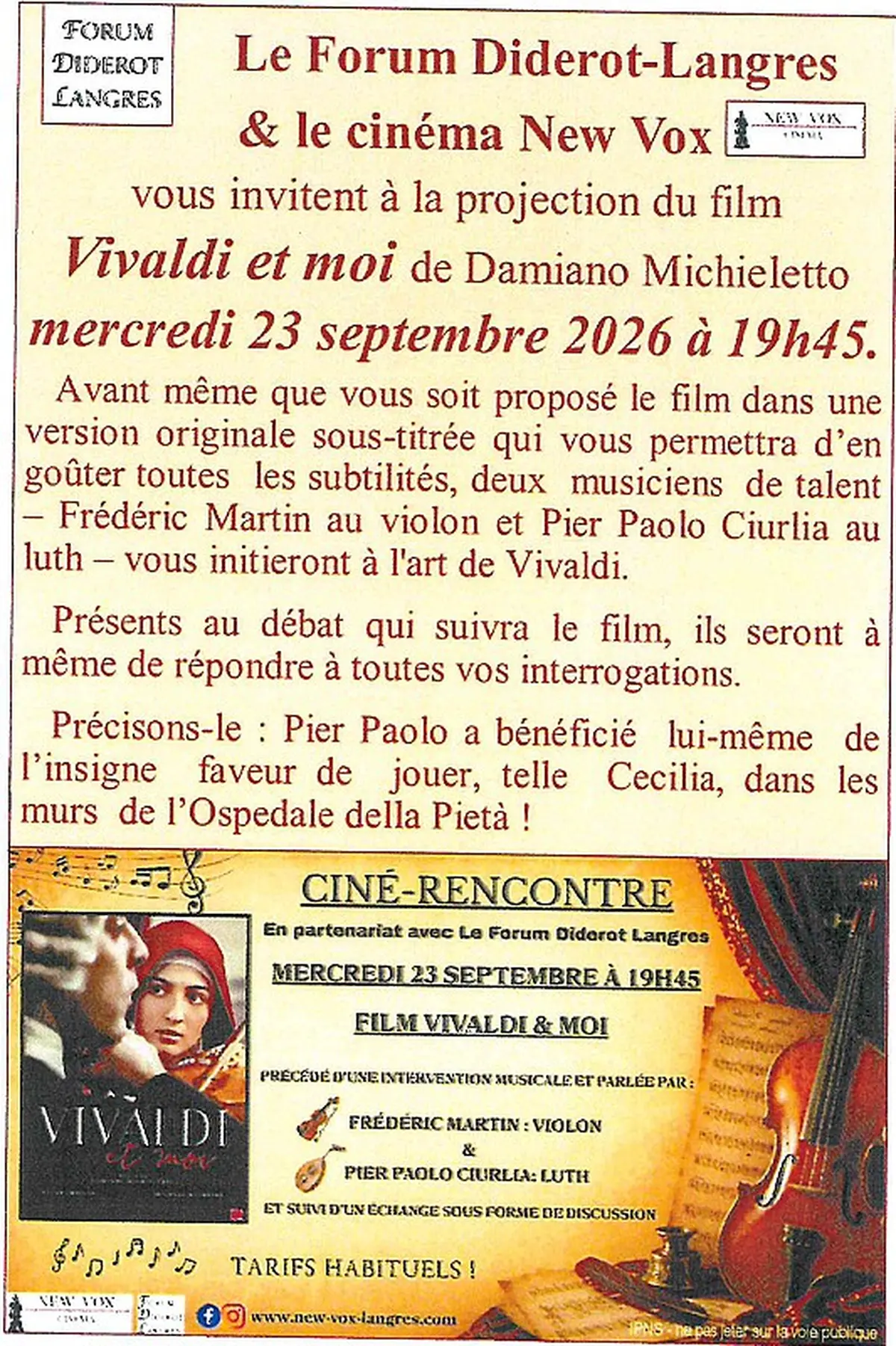 Ciné-Rencontre avec le film Vivaldi et moi