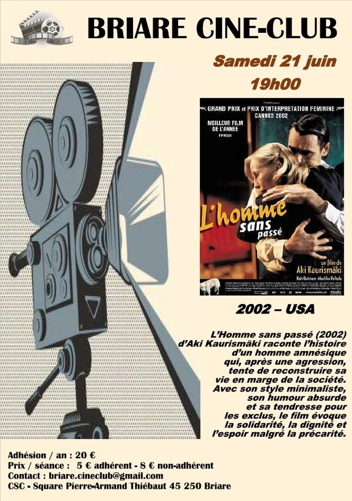 Cinéclub : projection du film L'homme sans passé