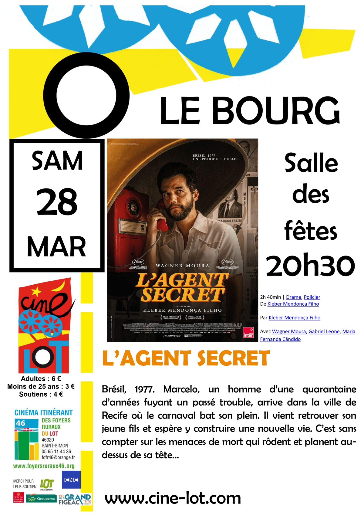 Cinéma itinérant : L’agent secret à Le Bourg