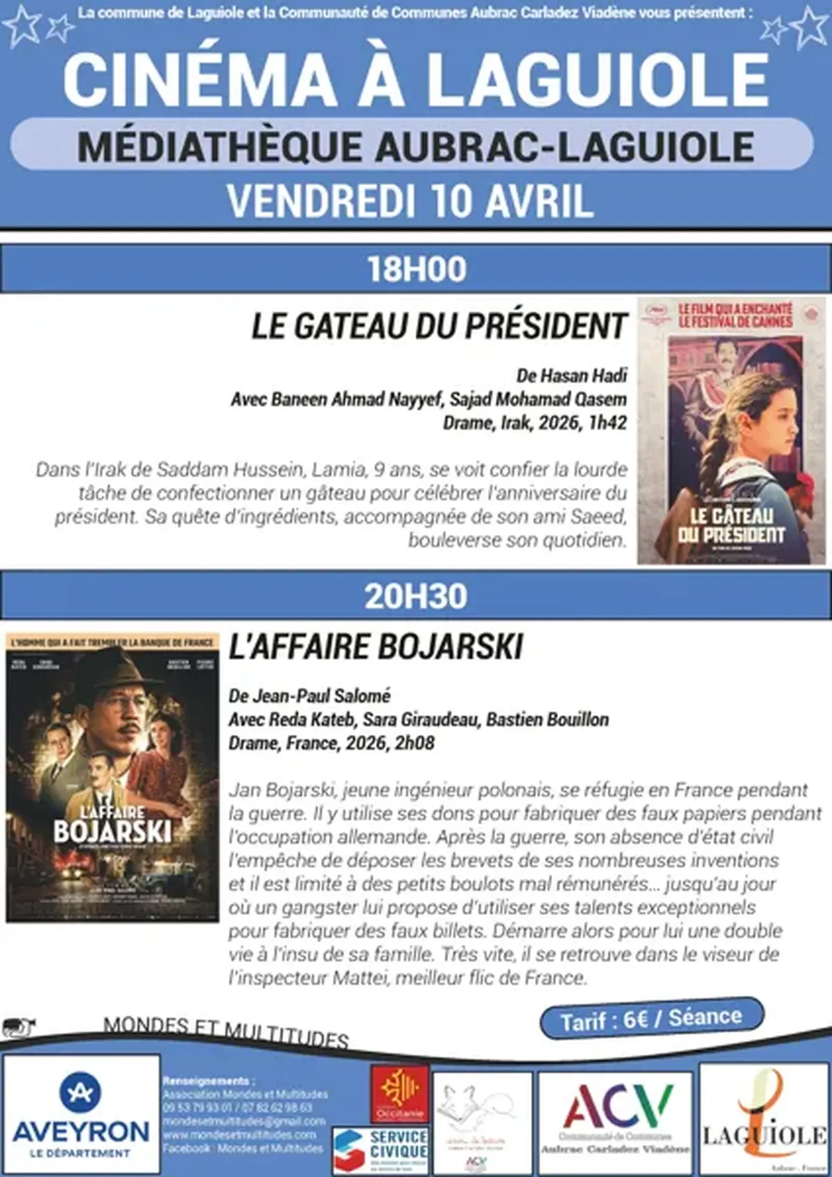 Cinéma : Le gâteau du président et L'affaire Bojarski