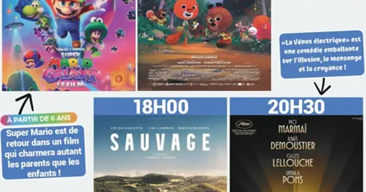 Cinéma : "Super Mario Galaxy : le film", "Edmond et Lucie : la forêt c'est l'aventure", "Sauvage" et "La Venus électrique" - Argences en Aubrac